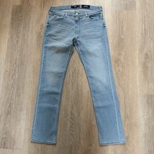 Hollister Men's Slim Straight‎ Epic Flex Jeans 34x34 Light Wash Blue Denim NWT